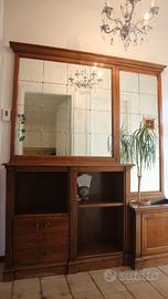 MOBILE IN LEGNO MASSELLO CON FIORIERA E SPECCHIERA