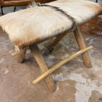 Poggiapiedi legno e pelle