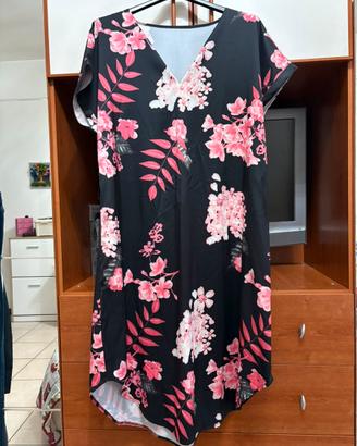 Vestito estivo floreale nero e rosa  SHEIN tg 2XL