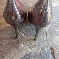 décolleté canna di fucile stampa pitone tacco 10.5