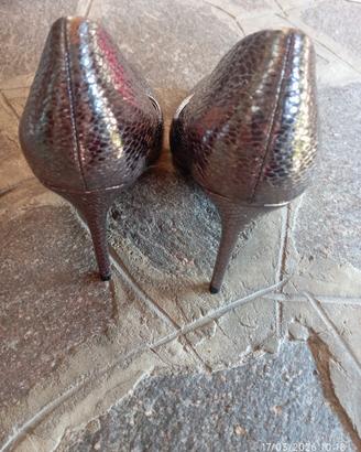 décolleté canna di fucile stampa pitone tacco 10.5