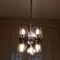 Lampadario anni '70  con applique e specchio 