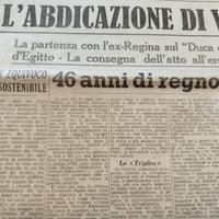 Quotidiano Il tempo - Abdicazione re - Maggio 1946