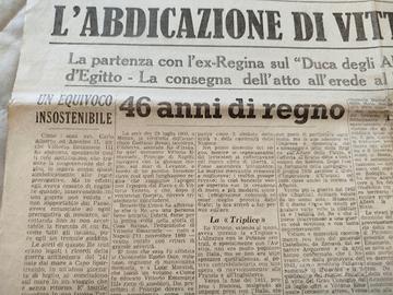 Quotidiano Il tempo - Abdicazione re - Maggio 1946