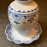 Vaso con piatto ceramica Faenza