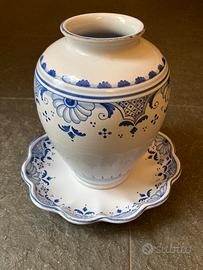 Vaso con piatto ceramica Faenza