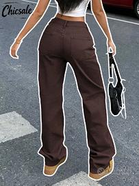 jeans marrone vita alta 