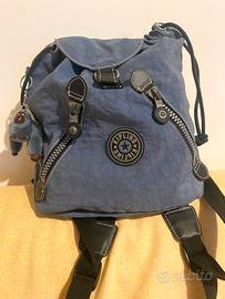 Zaino vintage Kipling blu denim/carta zucchero