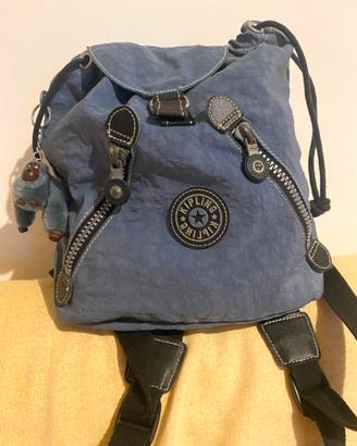 Zaino vintage Kipling blu denim/carta zucchero
