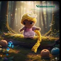 Bambolina Rapunzel fatta a mano all'uncinett