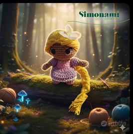  Bambolina Rapunzel fatta a mano all'uncinett