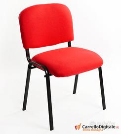 Sedia Imbottita Impilabile in Tessuto ROSSO