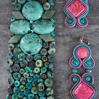 Gioielli in pietre dure e stoffa giapponese