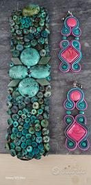 Gioielli in pietre dure e stoffa giapponese