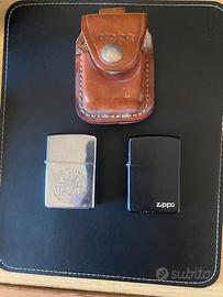 Zippo (due + custodia in vera pelle originale)