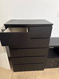 Letto contenitore  e cassettiera e libreria