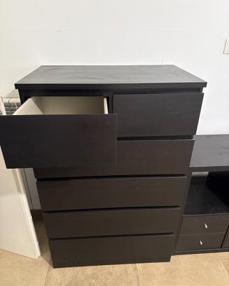 Letto contenitore  e cassettiera e libreria