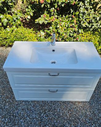 Lavandino mobile bagno ceramica bianco cassetti 10