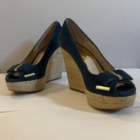 Décolleté con zeppa Michael Kors blu navy in pelle