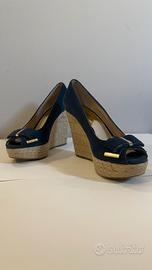 Décolleté con zeppa Michael Kors blu navy in pelle