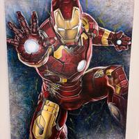 Dipinto su tela Iron Man 70x100cm olio + acrilico