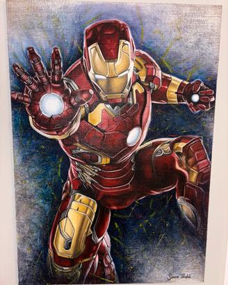 Dipinto su tela Iron Man 70x100cm olio + acrilico