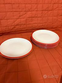 Set 6 piatti fondi con bordo arancio