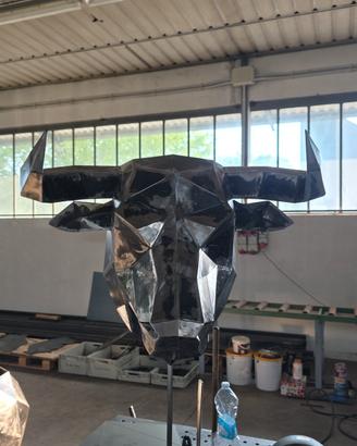 SCULTURA POLIGONALE TROFEO TESTA DI TORRO 