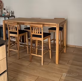 Tavolo alto da bar in legno massiccio 160x80