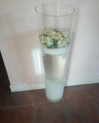 VASO VETRO DA TERRA CON COMPOSIZIONE FLOREALE