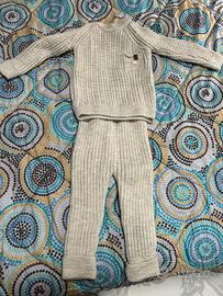 Set bambino maglione e pantaloni in lana e cotone
