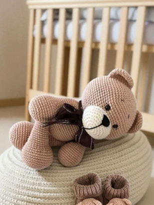 🧸 Orsetto amigurumi fatto a mano + scarpine coord