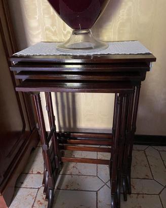 set di 4 tavolini di puro rovere