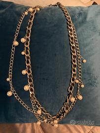 Collana statement in argento con perle