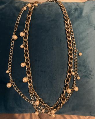 Collana statement in argento con perle