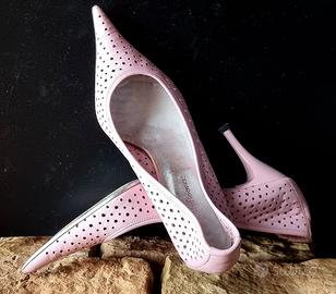 Scarpe rosa in pelle con trafori, Betty Flowers,38