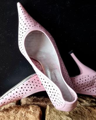 Scarpe rosa in pelle con trafori, Betty Flowers,38