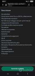Operatore socio sanitario/massaggiatrice