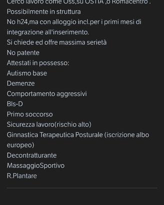 Operatore socio sanitario/massaggiatrice