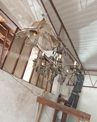 Lampadari in peltro e coppia di applique peltro 