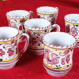 Sei tazze mug con manico ceramica Deruta
