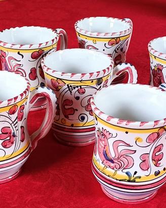 Sei tazze mug ceramica Deruta
