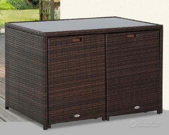 Outsunny set mobili da giardino in rattan  marrone