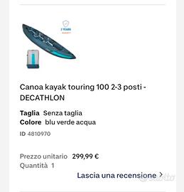 Kayak con 2 pagaie