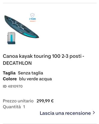 Kayak con 2 pagaie