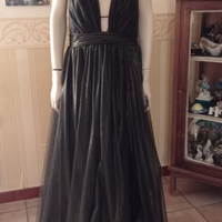 Abito lungo nero scintillante oro 48 V. Romano