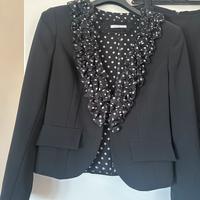 Cannella completo gonna giacca nero e pois