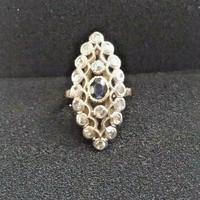 Anello  antico con zaffiri naturali e diamanti nat