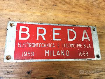 BREDA locomotive targa insegna tabella orig. 1959