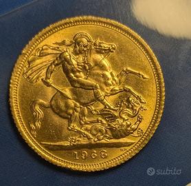 Sterlina Regina Elisabetta I 1968 Fiocco Oro